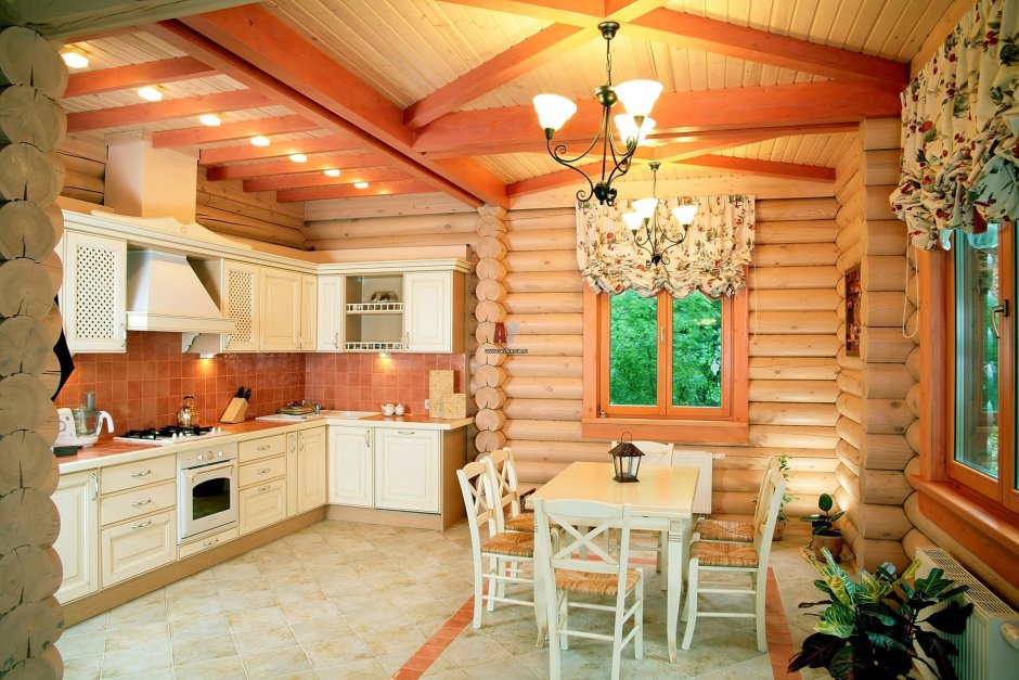Цвет кухни в деревянном доме (60 фото)