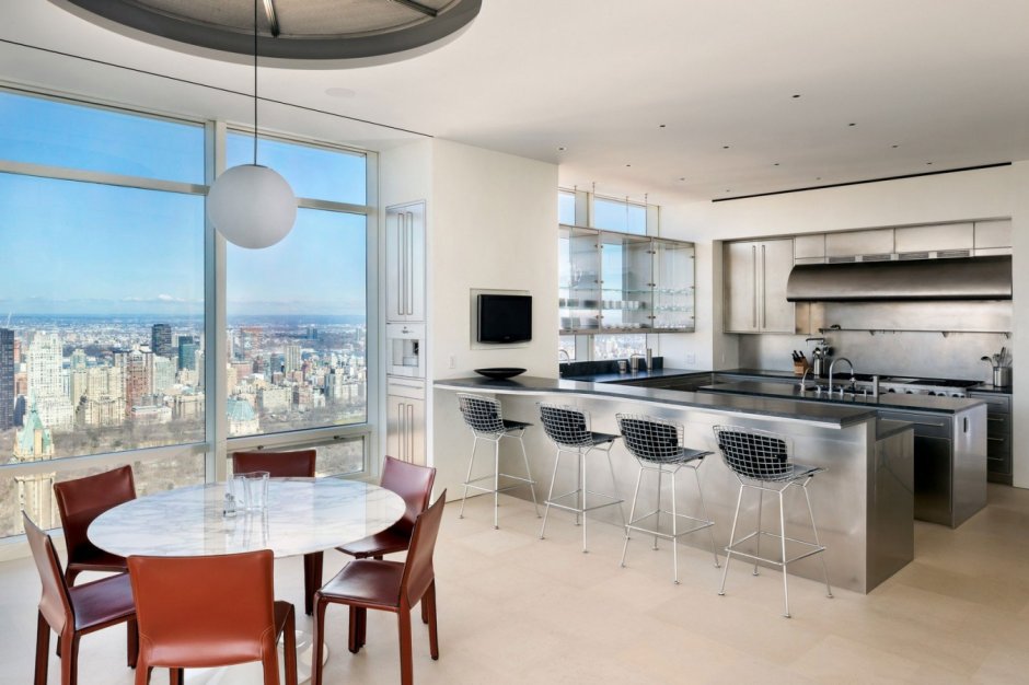 Кухня гостинная с панорамными окнами (60 фото)