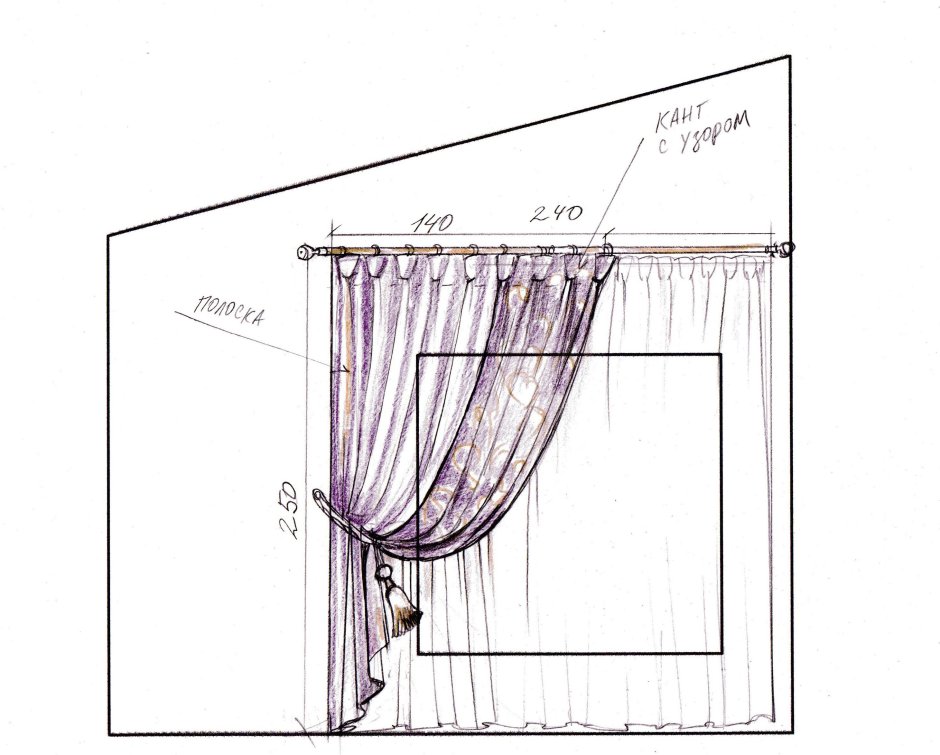 Императорская штора с подрезами технология пошива