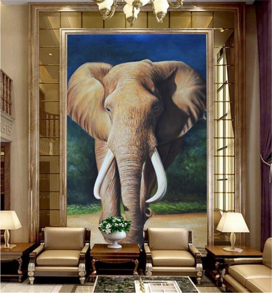 Фреска на стену слоны