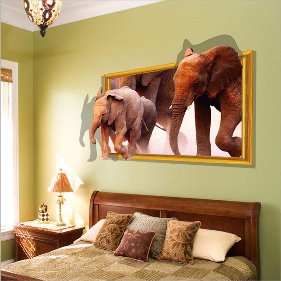 Фотообои слон в стене