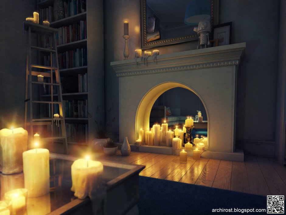 Комната освещенная свечами