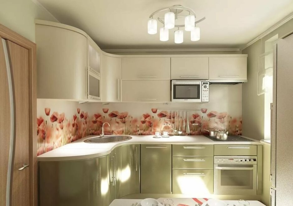 Дизайн кухни 9 кв метров с холодильником