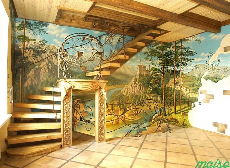 Роспись стен в интерьере фрески