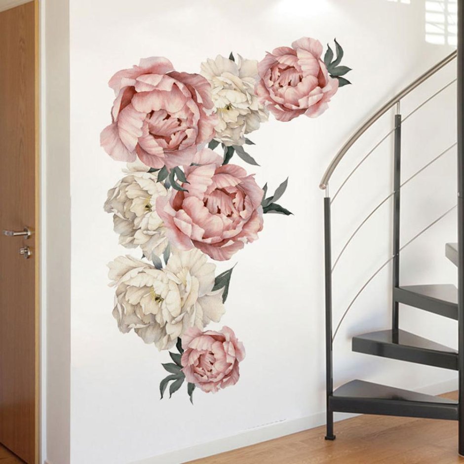 Фрески Аффреско и обои с цветами в интерьере