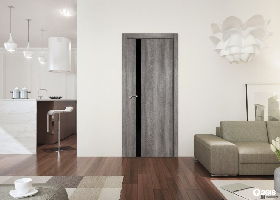 Серый пол коричневые двери
