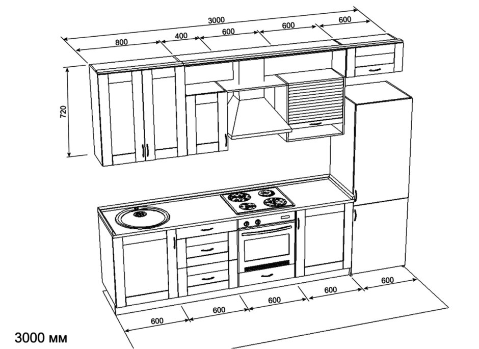 Стиральная машина на кухне чертеж