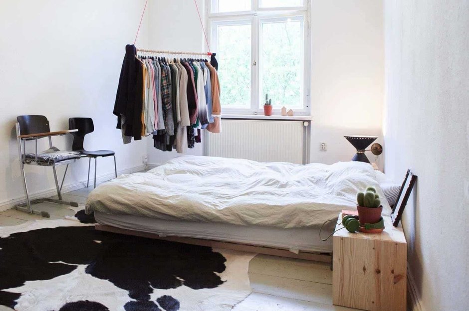 Хранение в спальне в скандинавском стиле