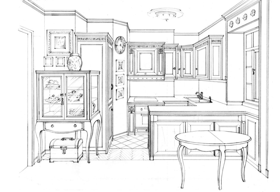 Интерьер столовой рисунок