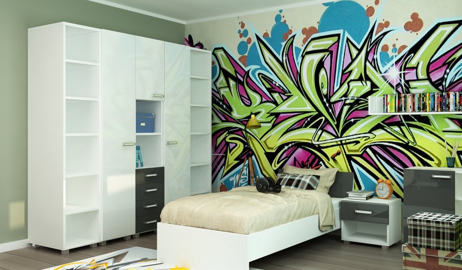 Комната в стиле граффити для мальчиков