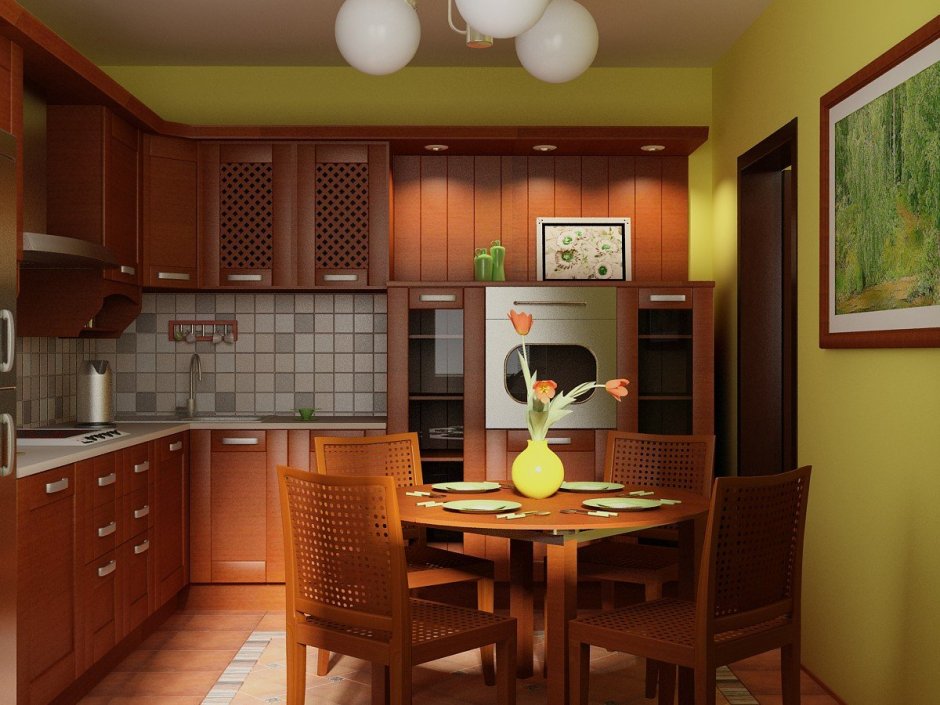 Коричневый цвет в интерьере кухни