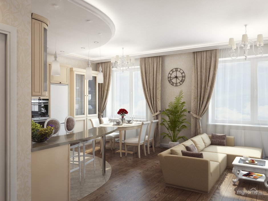 Кухня с гостинной 30кв м интерьер квартира