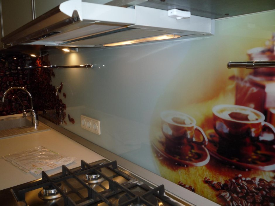 Фальш панель для кухни стекло кофе