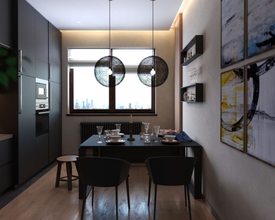 Дизайнерский обеденный стол в интерьере