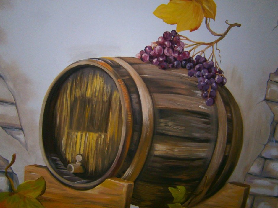 Фреска бочки с вином