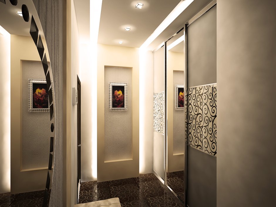 Узкая прихожая интерьер высокие двери до потолка