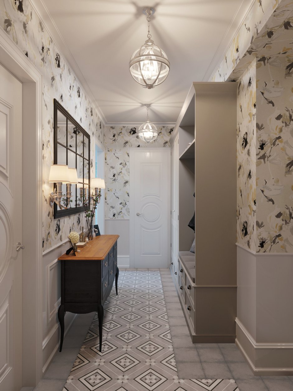 Узкий коридор переходящий в кухню