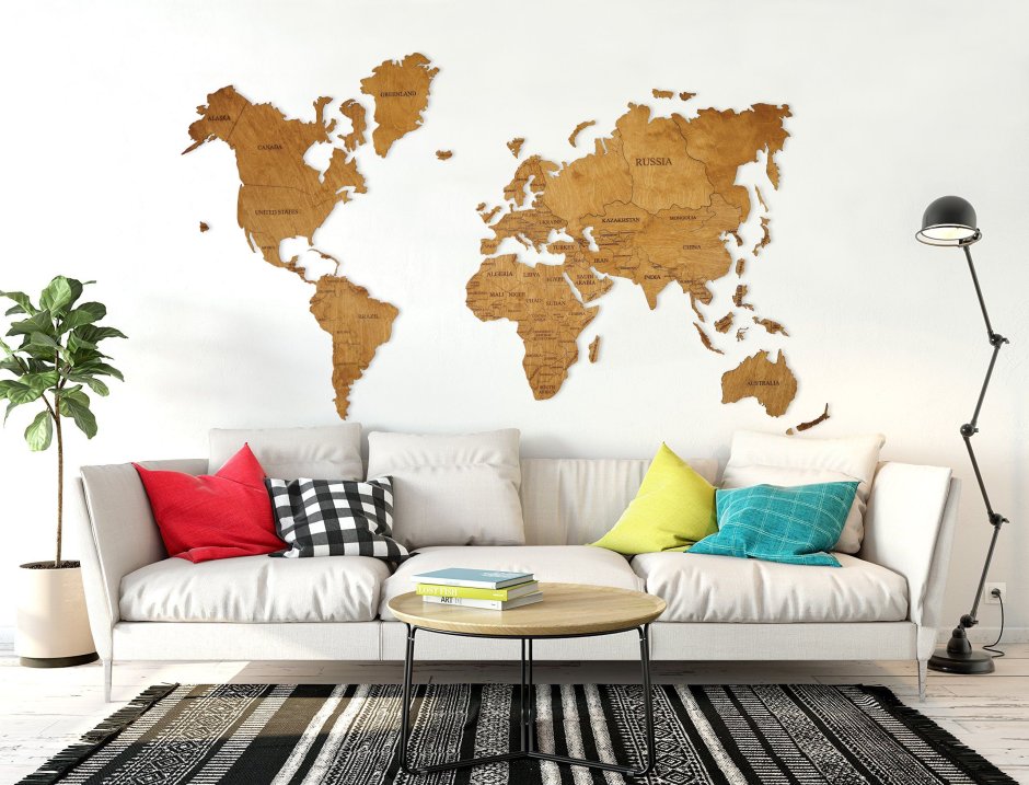 Карта мира из фанеры на стену