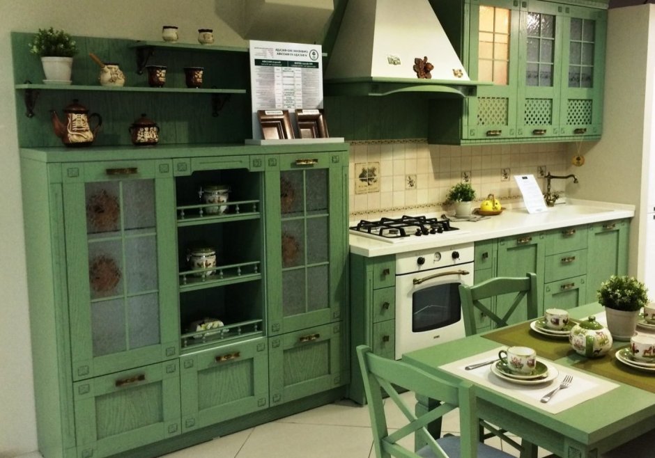 Оливковая кухня в интерьере в стиле Прованс
