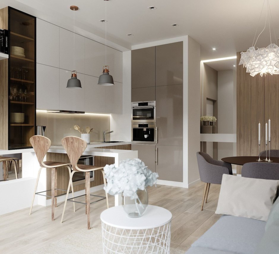 Кухня гостиная в стиле Модерн 20кв м