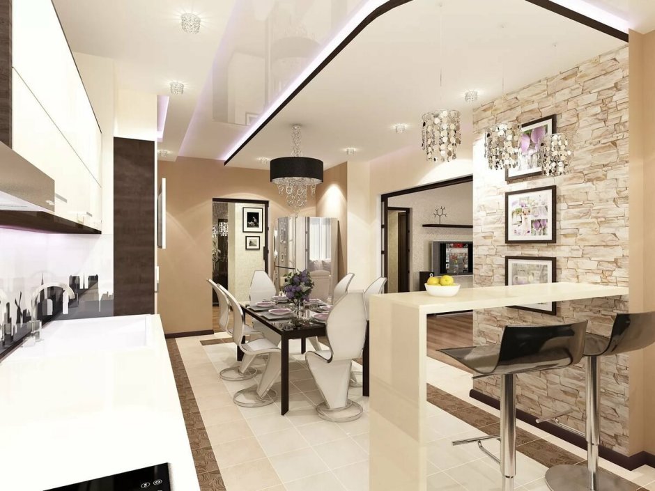 Евродвушка кухня-гостиная 15 кв.м