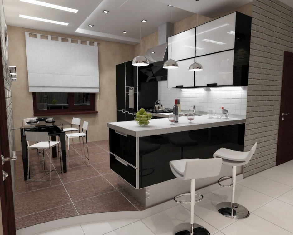 Акцентная стена на кухне хюгге