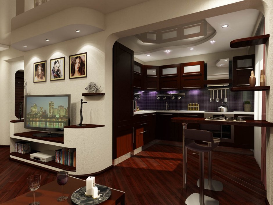 Кухня гостиная Контемпорари 2022