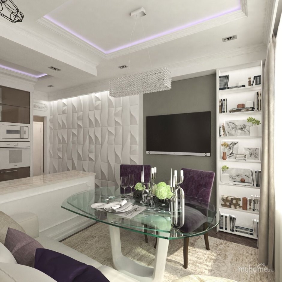 Кухня в нише гостиной