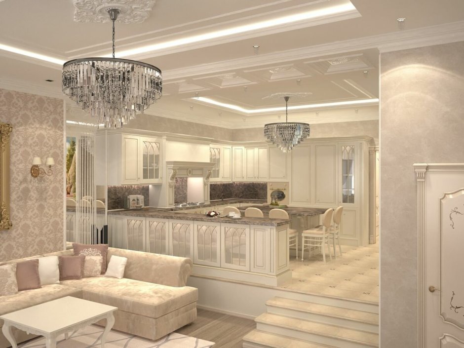 Арка между кухней и гостиной