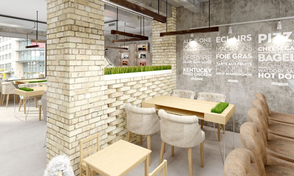 Дизайн интерьера кафе в стиле лофт (66 фото)