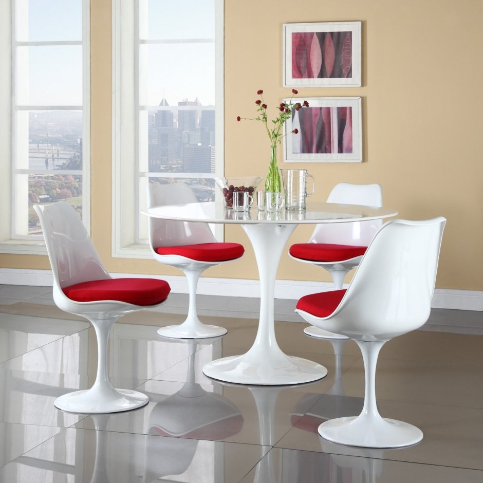 Стул белый кухонный Eero Saarinen Style Tulip Chair