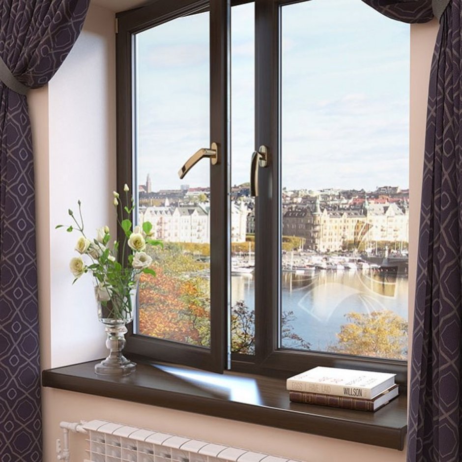 Деревянные евроокна в интерьере