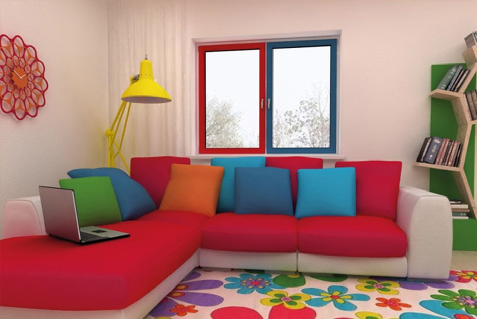 Цветные окна в интерьере