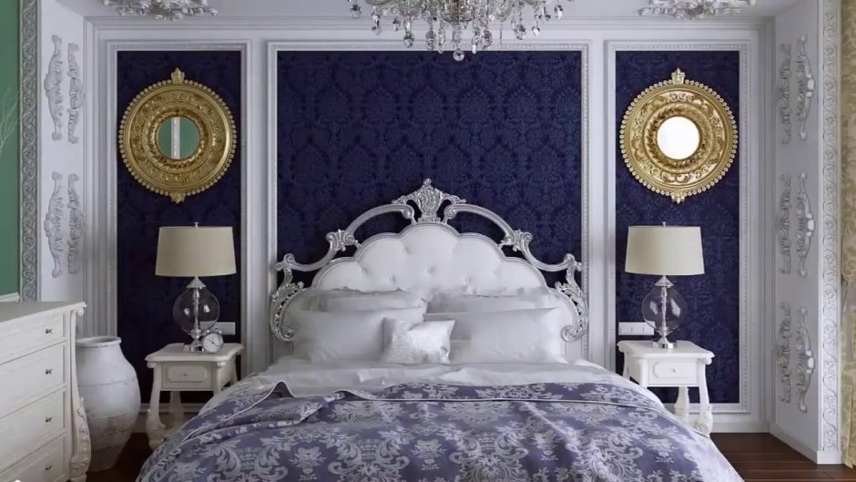 Отделка стен спальни классический стиль