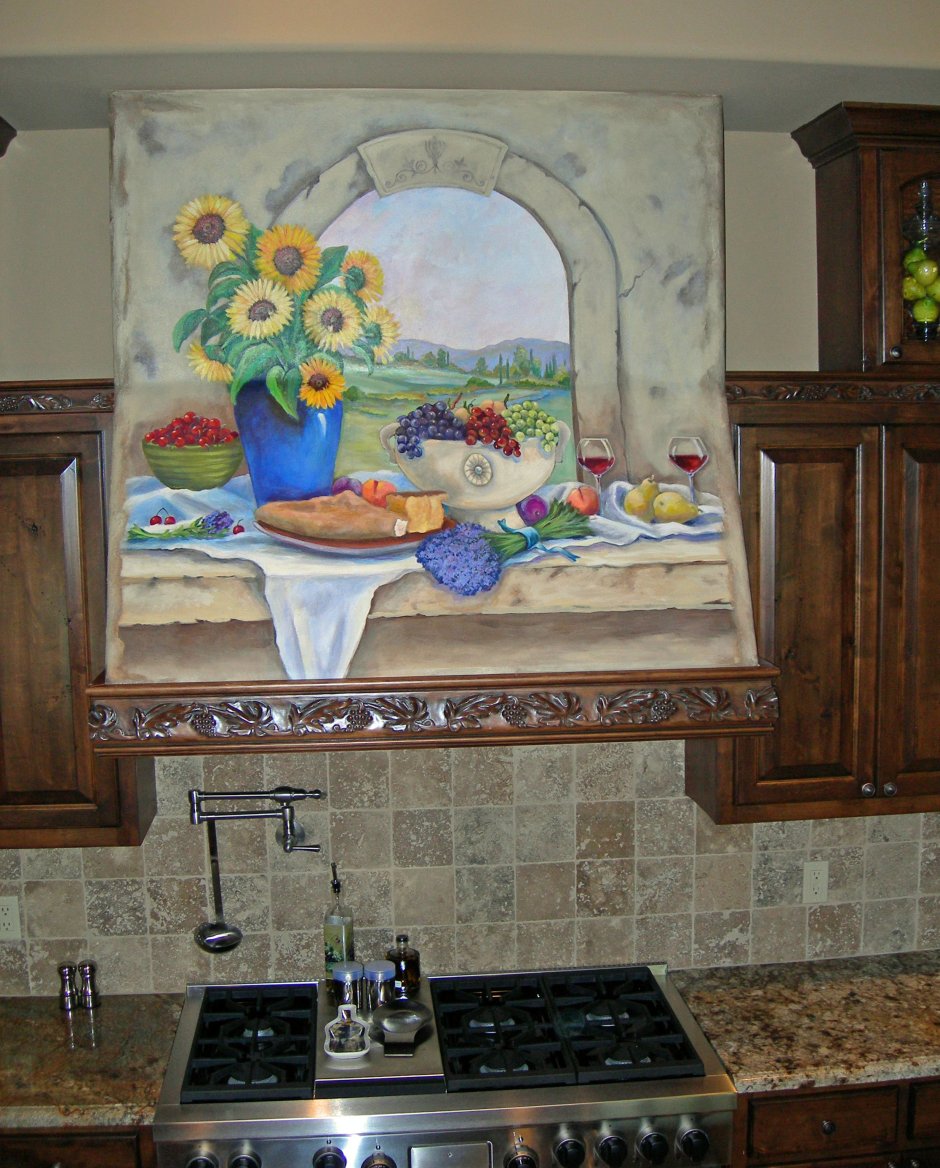 Роспись кухонной стены