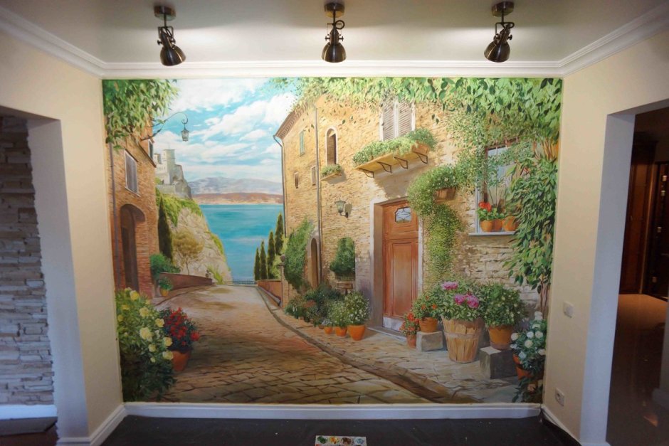 Рисунок на стене на кухне