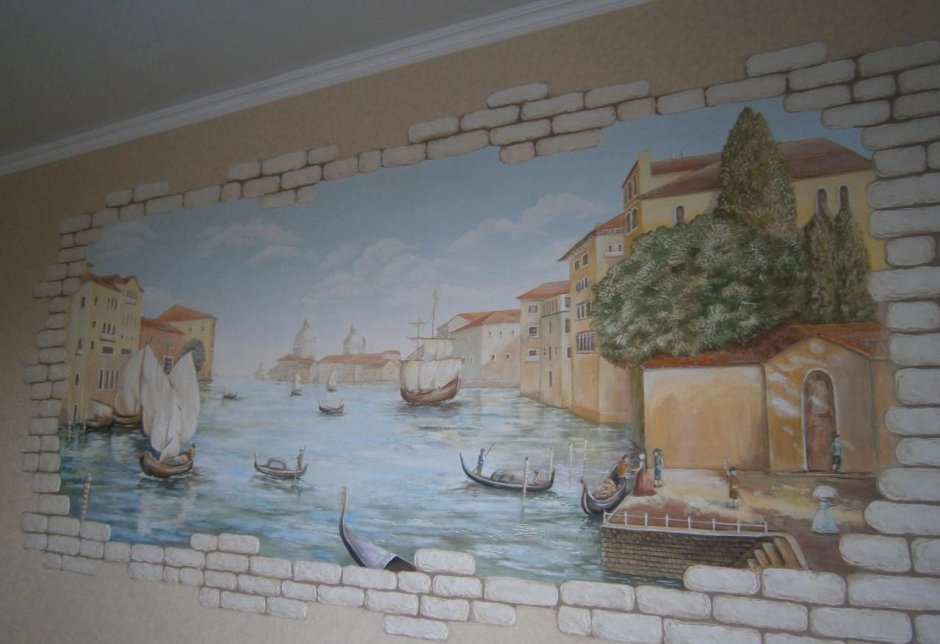 Роспись стен в интерьере кафе