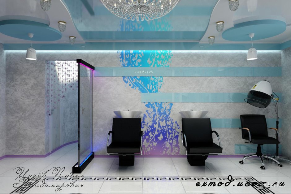 Дизайн салона красоты в бирюзовый тонах