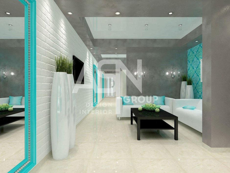 Бирюзовый интерьер салона красоты