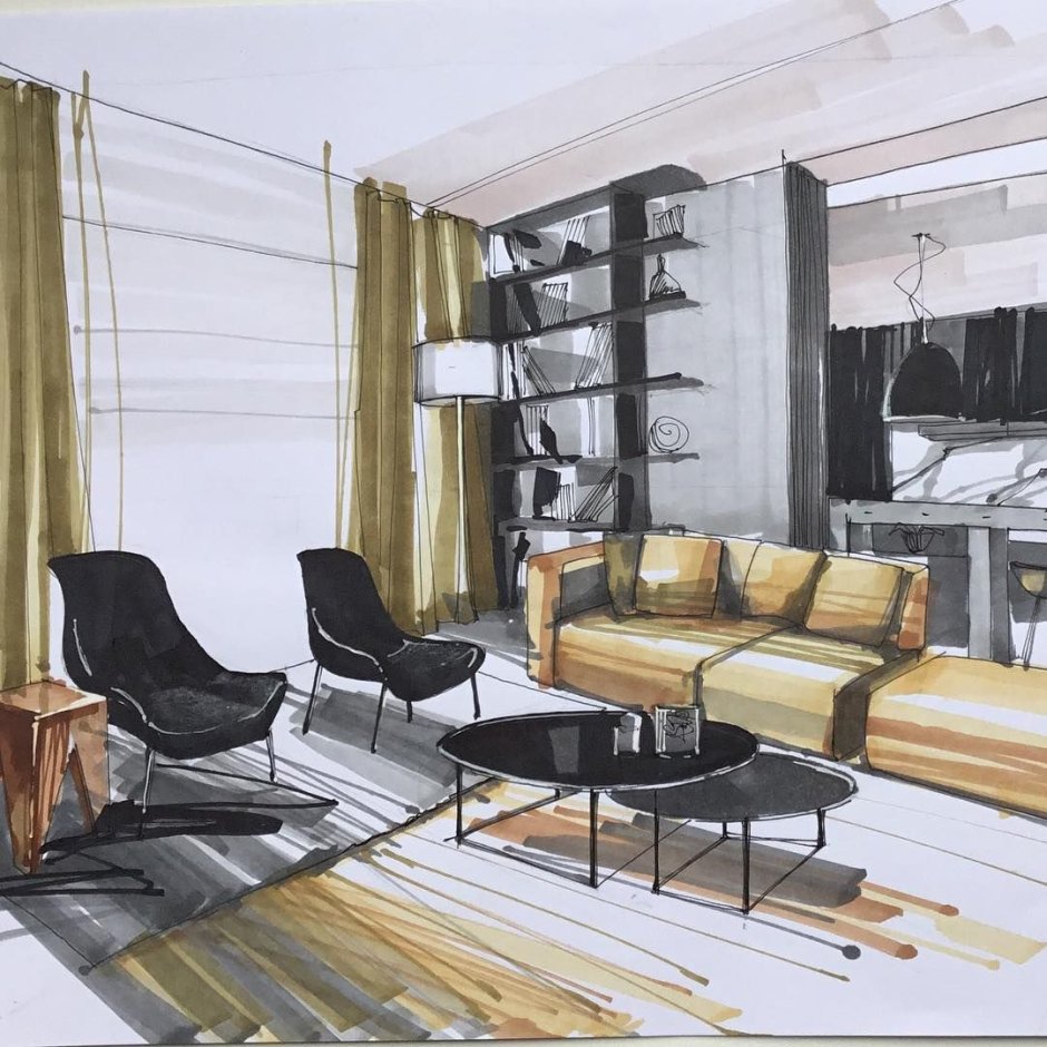 Маркерами скетчи Interior