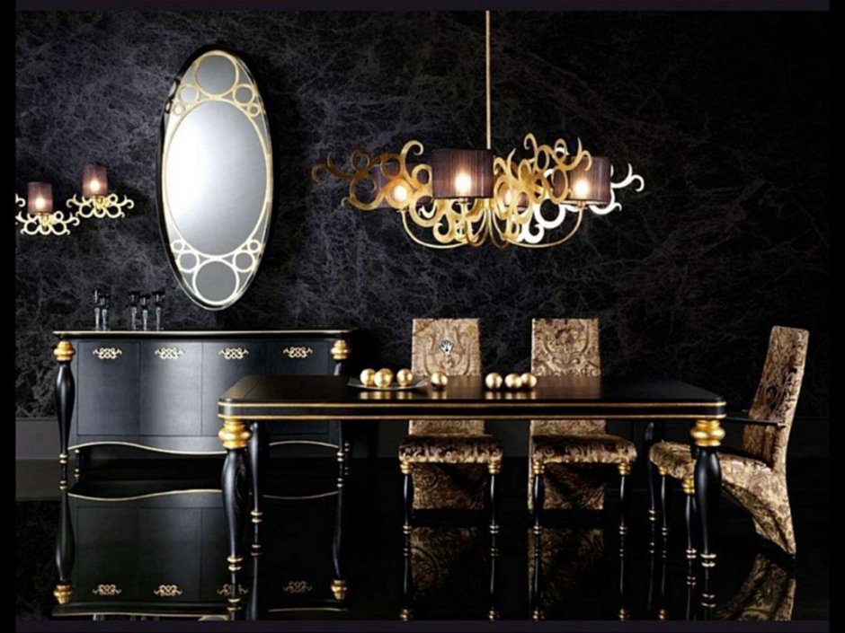Мебель черная с золотом