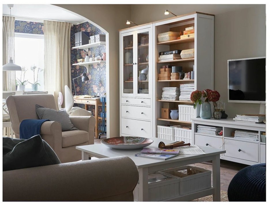 Hemnes ХЕМНЭС стеллаж, белая морилка/светло-коричневый90x197 см