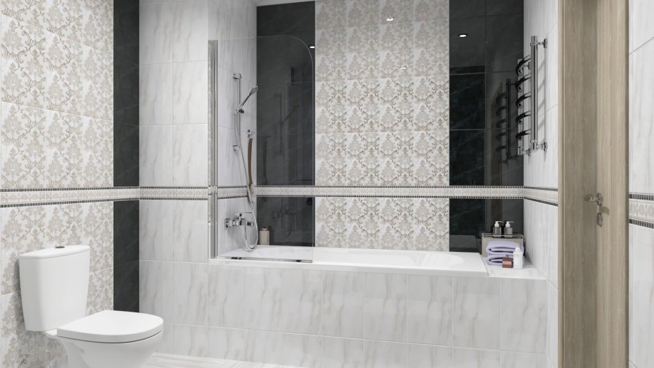 Плитка Борсари белый матовый в ванне дизайн