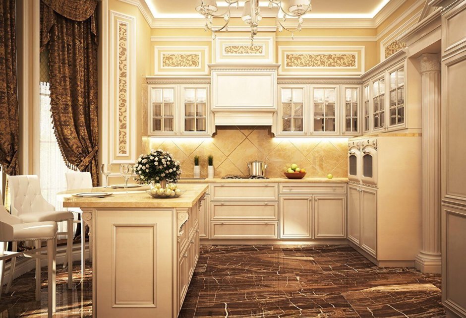 Обои в стиле Неоклассика для кухни