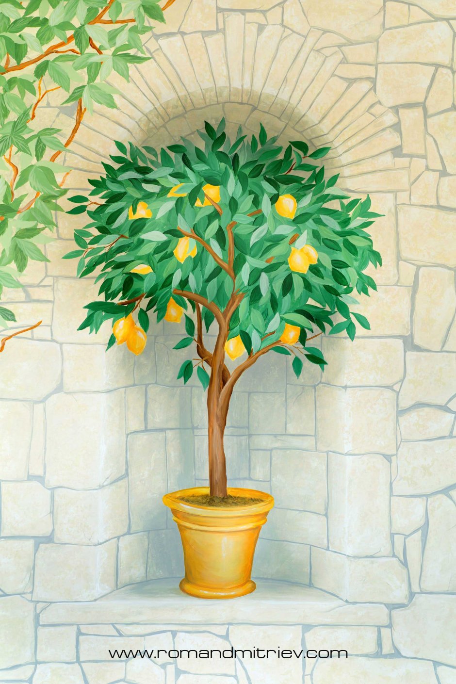 Картина лимонное дерево в горшке
