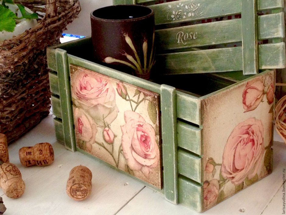 Деревянные ящики для декора