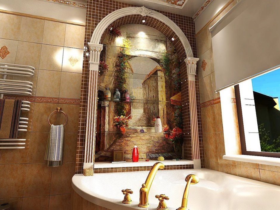 Красивая ванная комната в классическом стиле