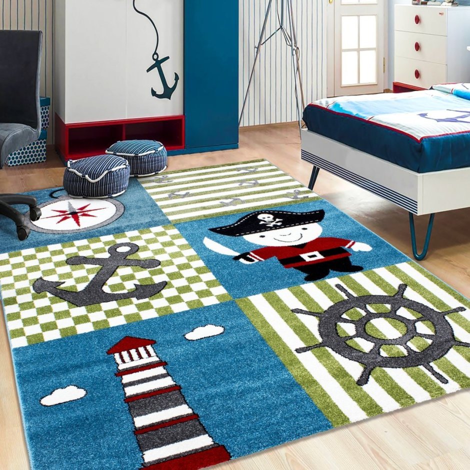 Комната детская с ковром и шторами