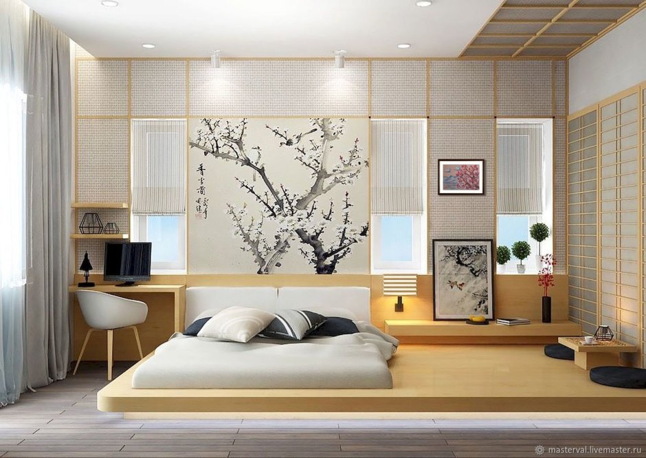 Маленькая спальня в японском стиле