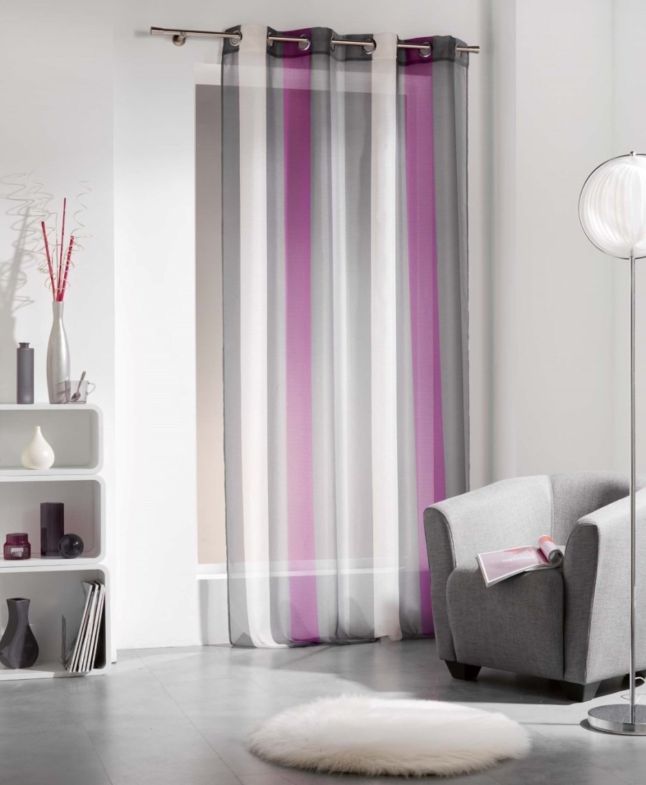 Серо-фиолетовые полосатые шторы